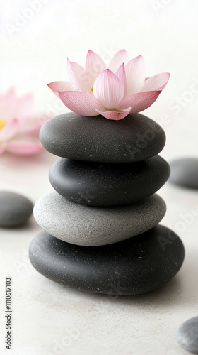 zen stones and flower