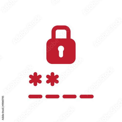 Weak password icon with lock and red asterisks to indicate insecure password