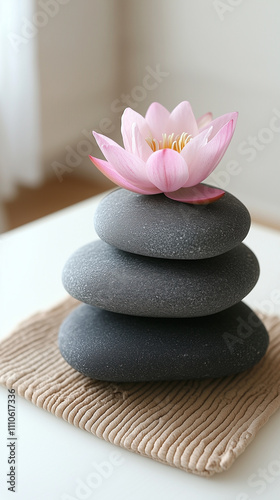 zen stones and flower