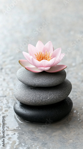 zen stones and flower