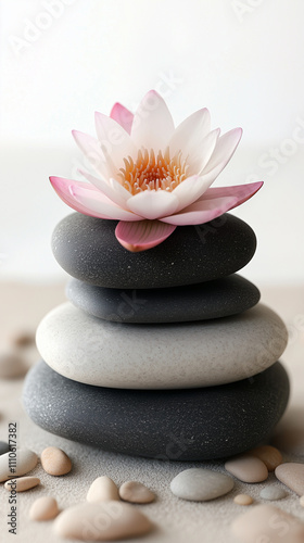 zen stones and flower