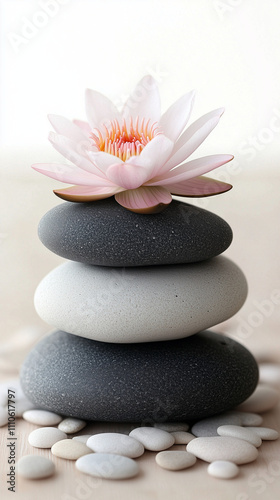 zen stones and flower