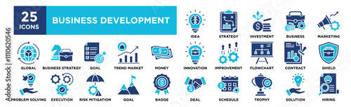 Business Development icon collection set. Containing design business, development, strategy, team, management, success	