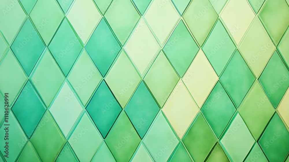 Green diamond shapes arranged in a repeating pattern with a gradient effect. Green diamond shapes arranged in a repeating pattern with a gradient effect.