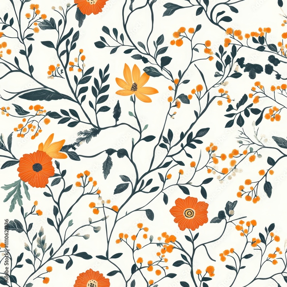Stunning Orange and Yellow Floral Pattern seamless, pattern, background, texture Stunning Orange and Yellow Floral Pattern seamless, pattern, background, texture