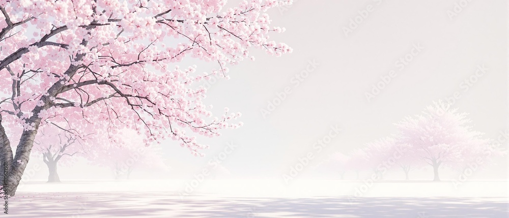 Beautiful acrylic artwork of white cherry blossom trees in spring, white, beautiful Beautiful acrylic artwork of white cherry blossom trees in spring, white, beautiful
