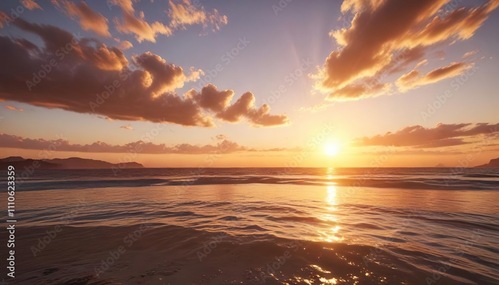 Beautiful sunset scene with golden sun rays over horizon, horizon, sunset, dawn Beautiful sunset scene with golden sun rays over horizon, horizon, sunset, dawn