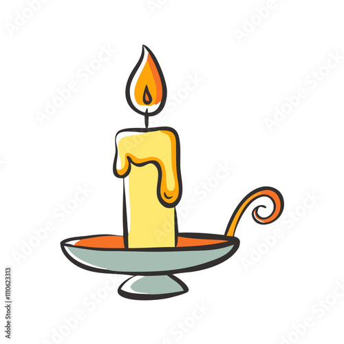candle holder Illustration, christmas vector illustration - flat illustration of acandle holder, symbolizing holiday celebrations. christmas illustration.