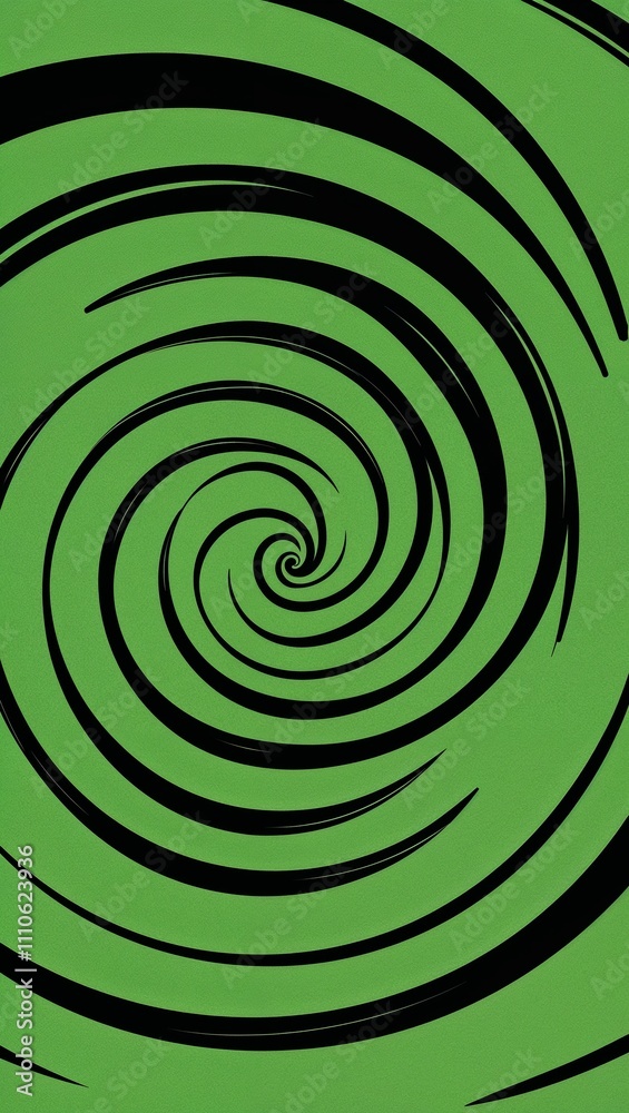 Fototapeta premium Black Spiral pattern hand drawn design on Green background illustration