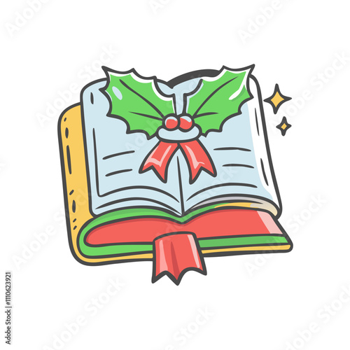 christmas carol book Illustration, christmas vector illustration - flat illustration of achristmas carol book, symbolizing holiday celebrations. christmas illustration.
