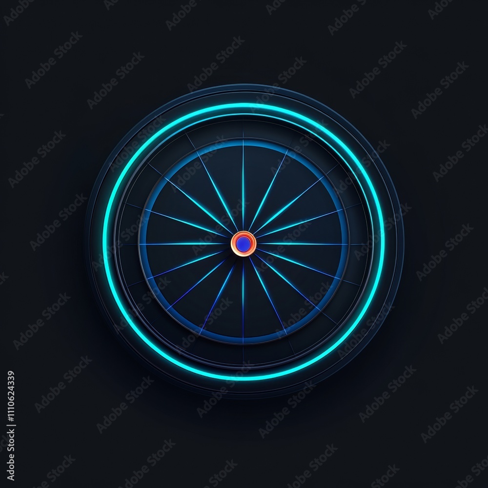 A sleek dartboard icon with sharp edges and a single dart symbolizing professional aim A sleek dartboard icon with sharp edges and a single dart symbolizing professional aim