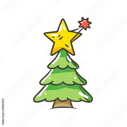 christmas tree star Illustration, christmas vector illustration - flat illustration of achristmas tree star, symbolizing holiday celebrations. christmas illustration. photo