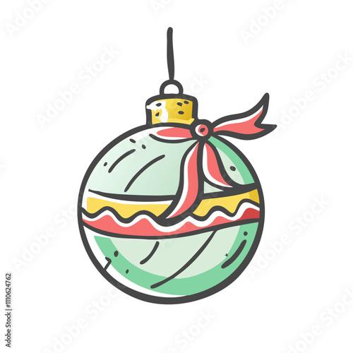 decorative bauble Illustration, christmas vector illustration - flat illustration of adecorative bauble, symbolizing holiday celebrations. christmas illustration. photo