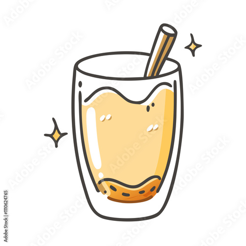 eggnog glass Illustration, christmas vector illustration - flat illustration of aeggnog glass, symbolizing holiday celebrations. christmas illustration.