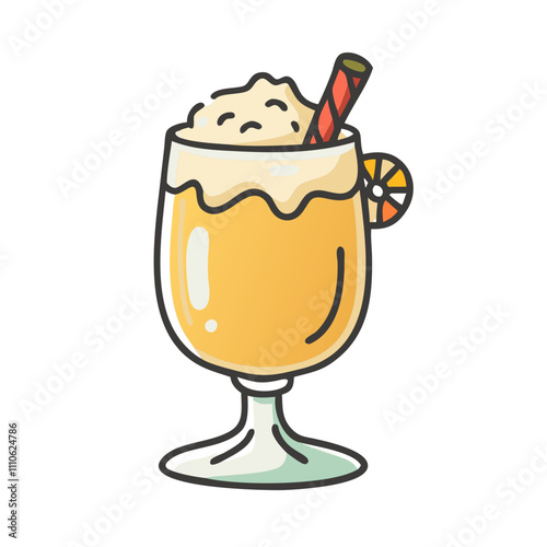 eggnog glass Illustration, christmas vector illustration - flat illustration of aeggnog glass, symbolizing holiday celebrations. christmas illustration.