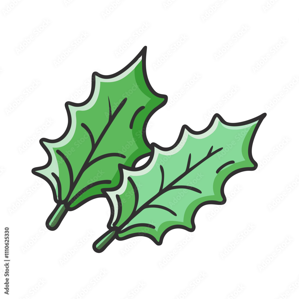 Naklejka premium holly leaves Illustration, christmas vector illustration - flat illustration of aholly leaves, symbolizing holiday celebrations. christmas illustration.