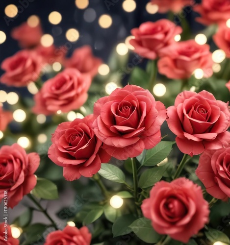 Abstract background of paper roses with bokeh lights, bokeh, lights