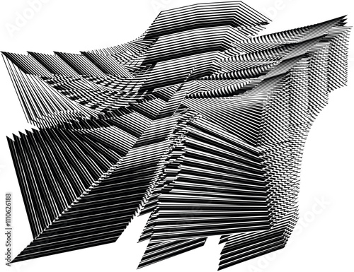 op art creative geometric pattern, abstract halftone lines black and white background, vector modern design texture