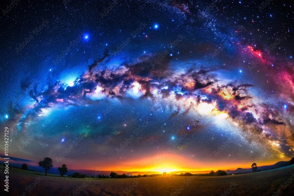 Breathtaking Panoramic View of the Universe with Vibrant Stars and Deep Blue Cosmic Background, Capturing the Essence of Celestial Beauty and Infinite Space Breathtaking Panoramic View of the Universe with Vibrant Stars and Deep Blue Cosmic Background, Capturing the Essence of Celestial Beauty and Infinite Space