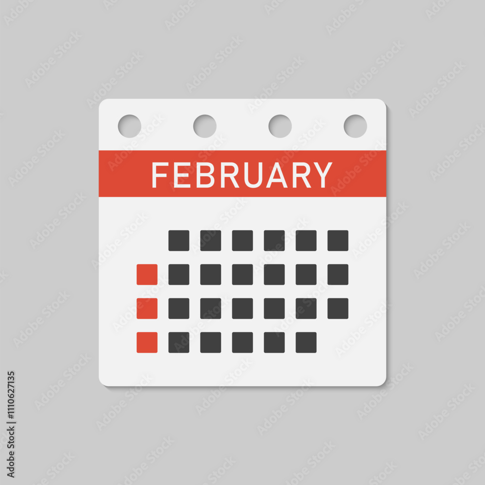 Vector template icon page calendar, month February Vector template icon page calendar, month February