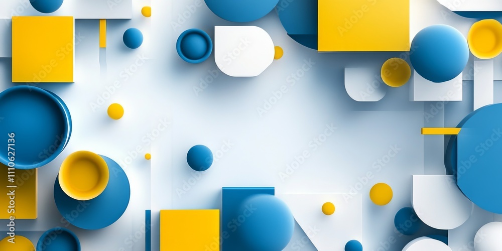 Obraz premium Abstract Blue Yellow 3D Geometric Shapes Background Design