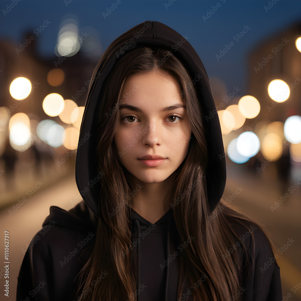 portrait of a woman in a night city portrait of a woman in a night city