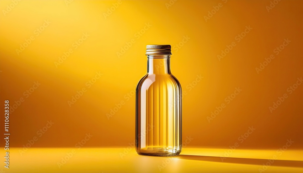 Bottle with water on a yellow background Bottle with water on a yellow background