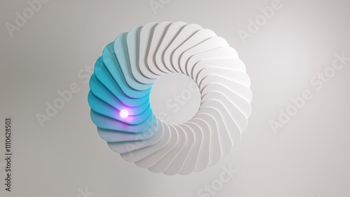 Canvas Print White and blue rounded shapes are arranged in a circular pattern, creating a vis