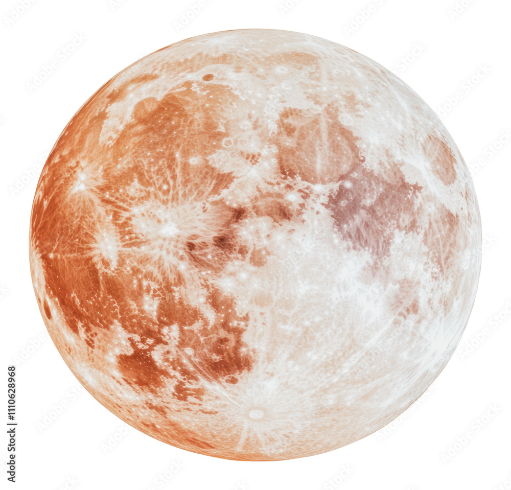 Beautiful full moon glowing in the night sky, cut out - stock png.