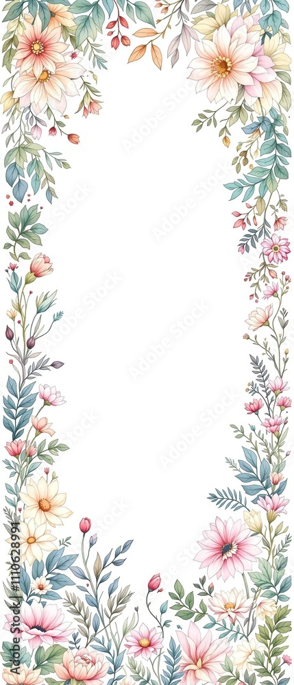 Artistic hand-drawn botanical frame with pastel colors, botanical, soft, artistic, frame, watercolor Artistic hand-drawn botanical frame with pastel colors, botanical, soft, artistic, frame, watercolor