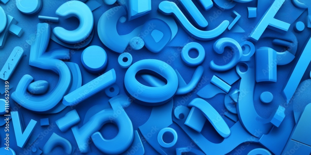 Abstract Blue 3D Shapes Seamless Pattern Background Abstract Blue 3D Shapes Seamless Pattern Background