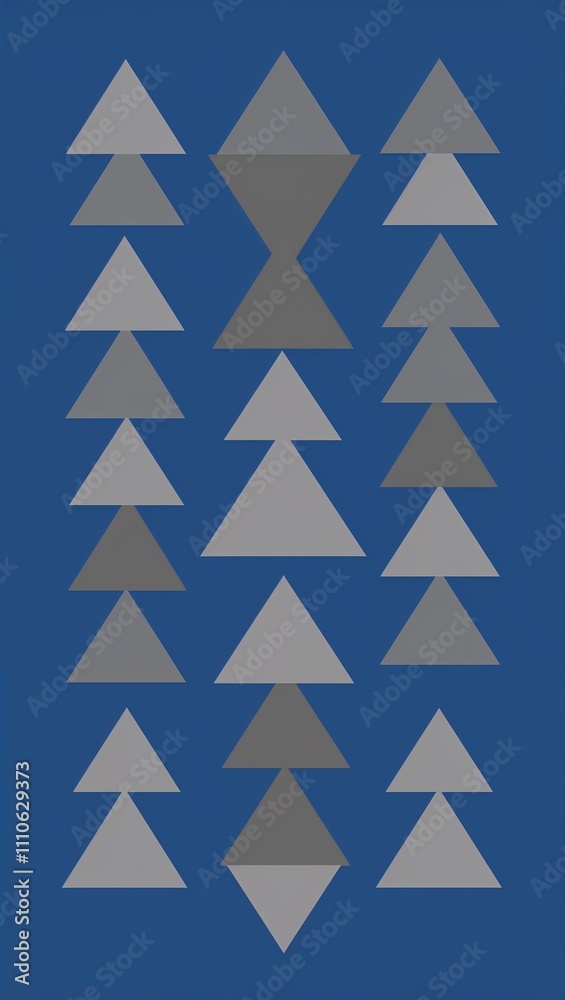 Fototapeta premium Gray Triangle pattern hand drawn design on Blue background illustration