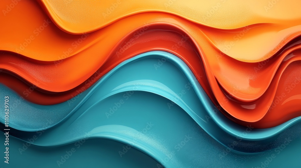 Obraz premium Abstract Orange and Teal Wave Pattern Design