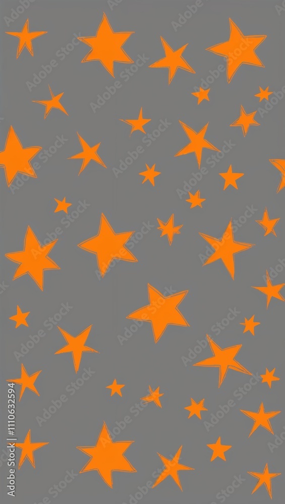 Orange Star pattern hand drawn design on Gray background illustration Orange Star pattern hand drawn design on Gray background illustration