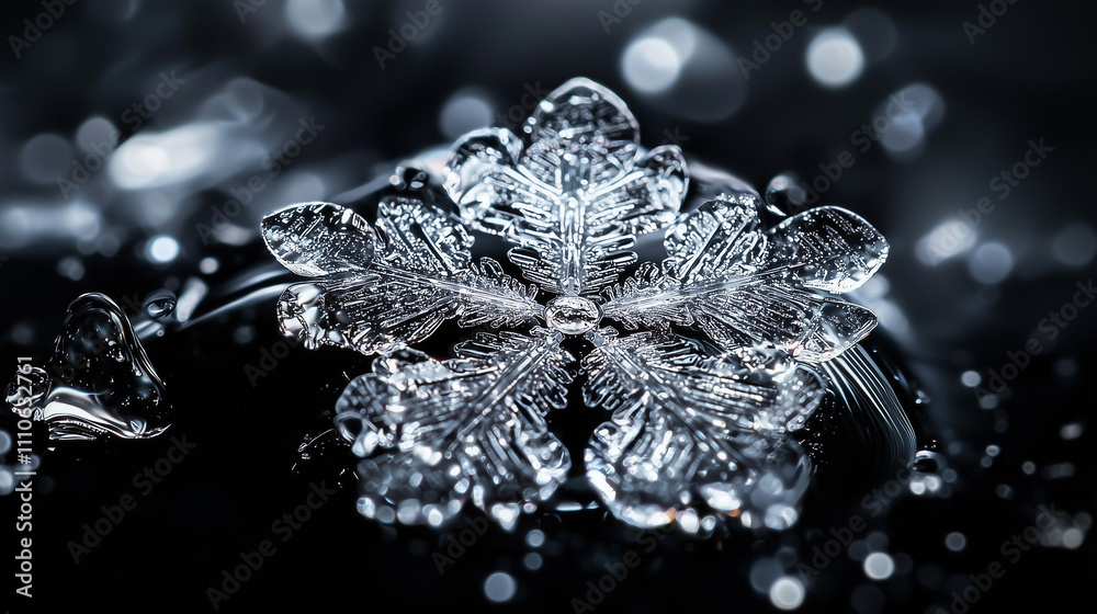 Fototapeta premium a snowflake on a black background
