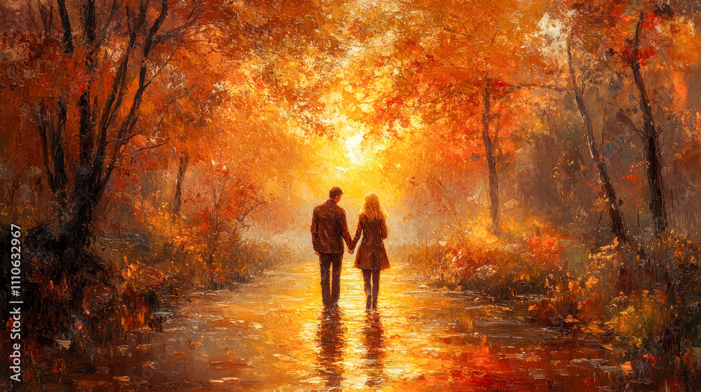 Capture the essence of love with a romantic couple holding hands during a sunset walk in a park. Ideal for romantic and nature-themed applications. Capture the essence of love with a romantic couple holding hands during a sunset walk in a park. Ideal for romantic and nature-themed applications.