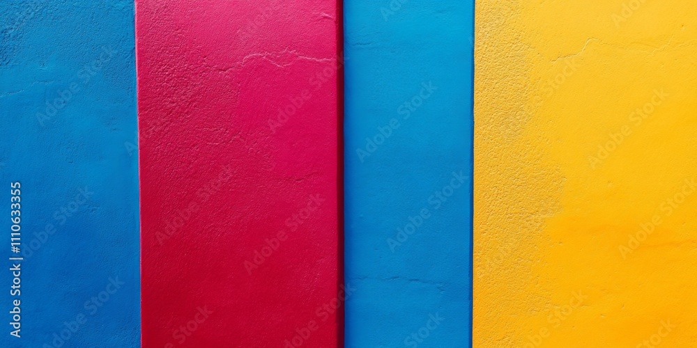 Fototapeta premium Vibrant Blue Red Yellow Wall Texture Background