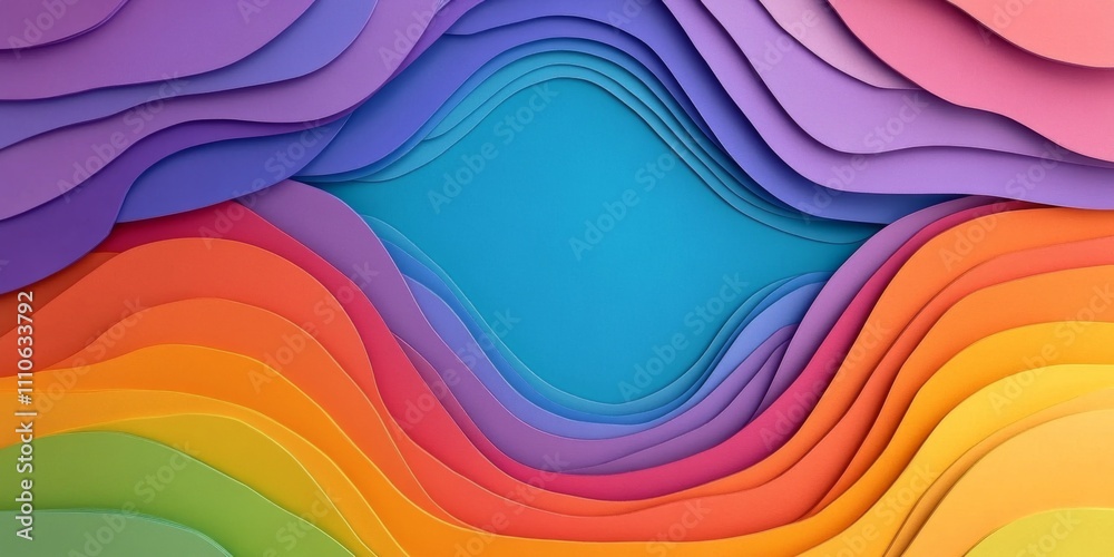 Fototapeta premium Colorful Rainbow Papercut Waves Abstract Background Design