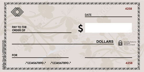 blank check with free space for writing. blank check - vector illustration	