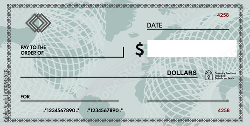 blank check with free space for writing. blank check - vector illustration	