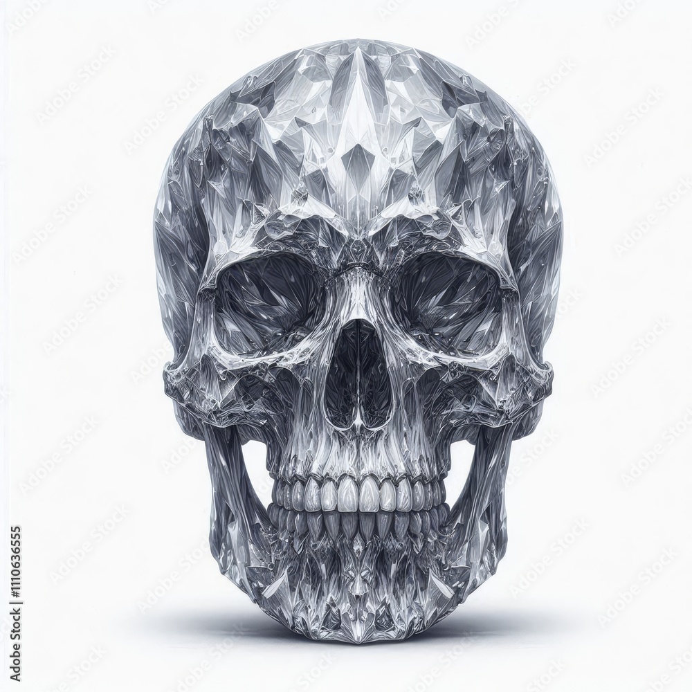 detailed crystal skull on white background
detailed crystal skull on white background