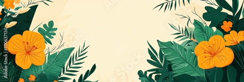 Beautiful floral design with vibrant yellow flowers and lush green leaves on a soft background.