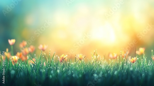 Wildflowers blooming in a sunlit field nature scene morning light tranquil environment close-up view serenity concept