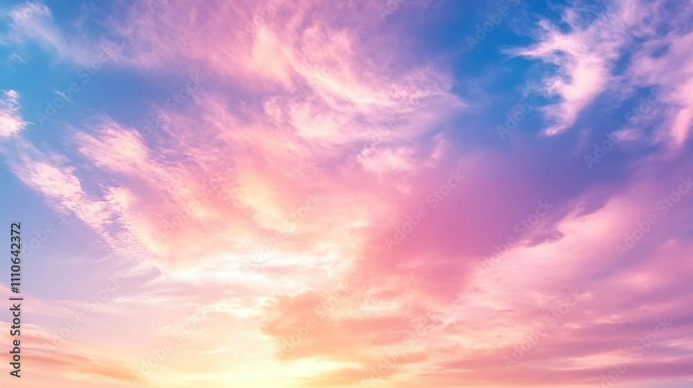 A stunning view of a colorful sunset sky with soft clouds in vibrant hues. A stunning view of a colorful sunset sky with soft clouds in vibrant hues.