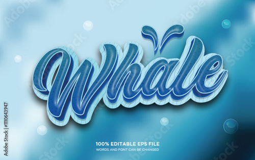 Whale 3D editable text style effect	