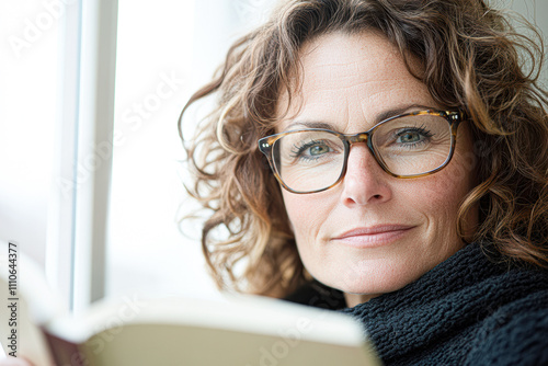 Engaged Reader Enjoys a Moment of Reflection While Reading a Book by the Window