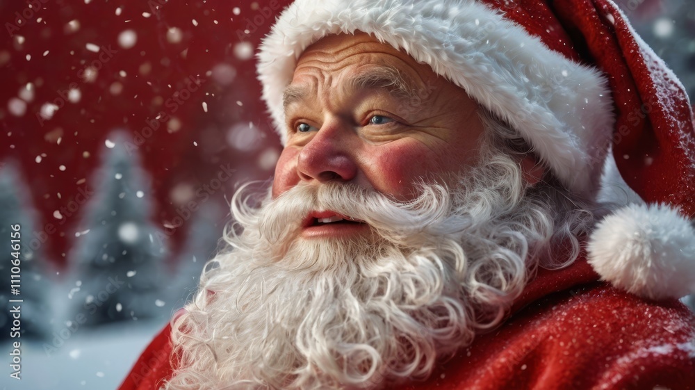 Jolly Santa Claus is Laughing Happily in a Beautiful Snowy Winter Wonderland Jolly Santa Claus is Laughing Happily in a Beautiful Snowy Winter Wonderland