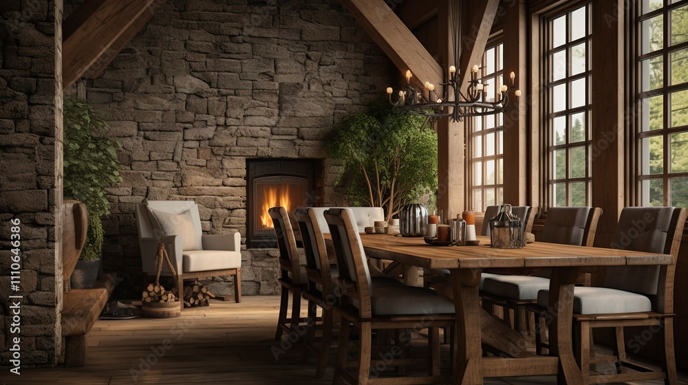 Fototapeta premium A photo of a cozy and rustic dining room