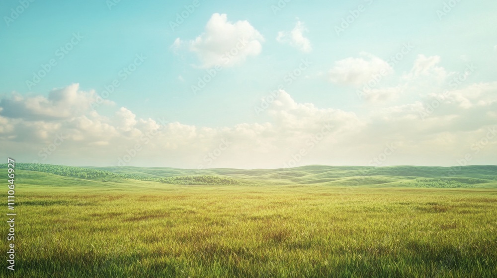 Vast nature background with a clear sky and earthy tones, blending soft greens and browns for a serene, natural landscape Vast nature background with a clear sky and earthy tones, blending soft greens and browns for a serene, natural landscape
