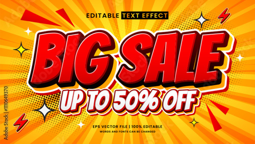 Big sale promo text effect. Comic retro and vintage editable text effect style